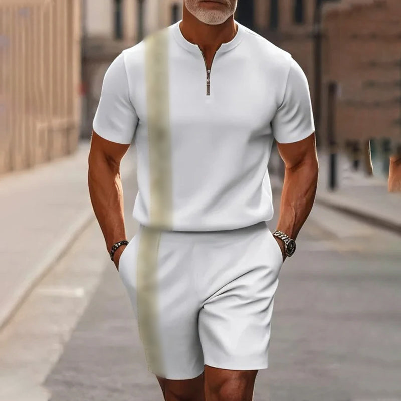 Marsten – Ensemble chemise à col zippé et short ajusté pour homme - Lamylie