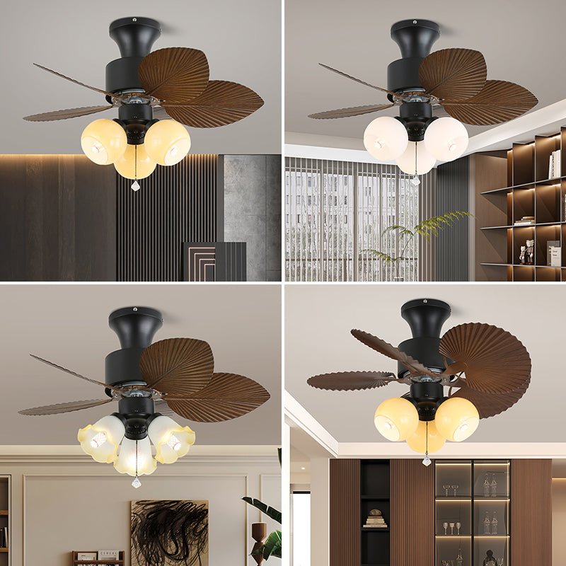 Trópusi mennyezeti ventilátor üvegvilágítással | Ø 81 cm | 6 sebességfokozat és távirányító - Lamylie