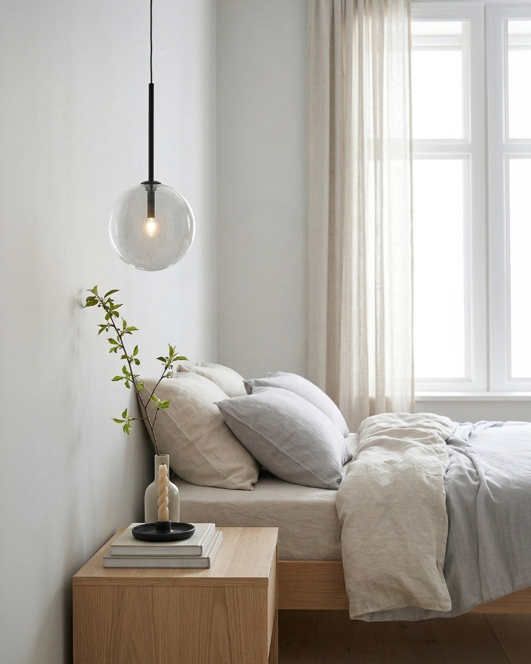 Glass Pendant Lamp Ball Brass Chrome Black Modern Design Warm White 3000K 15cm 20cm 25cm Ceiling Lighting Dining Room - Lamylie