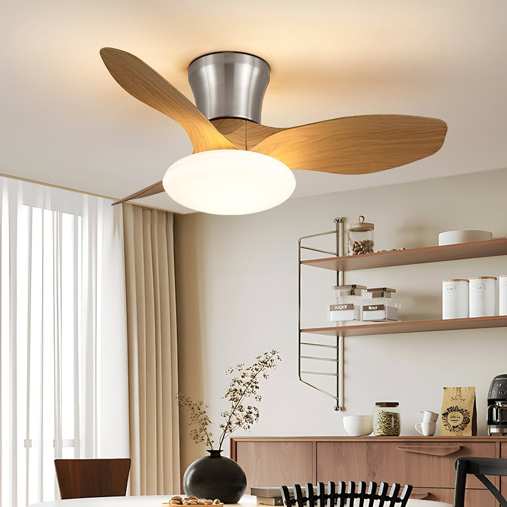 Ventilateur de plafond au design moderne avec éclairage LED | Pales en bois - Lamylie