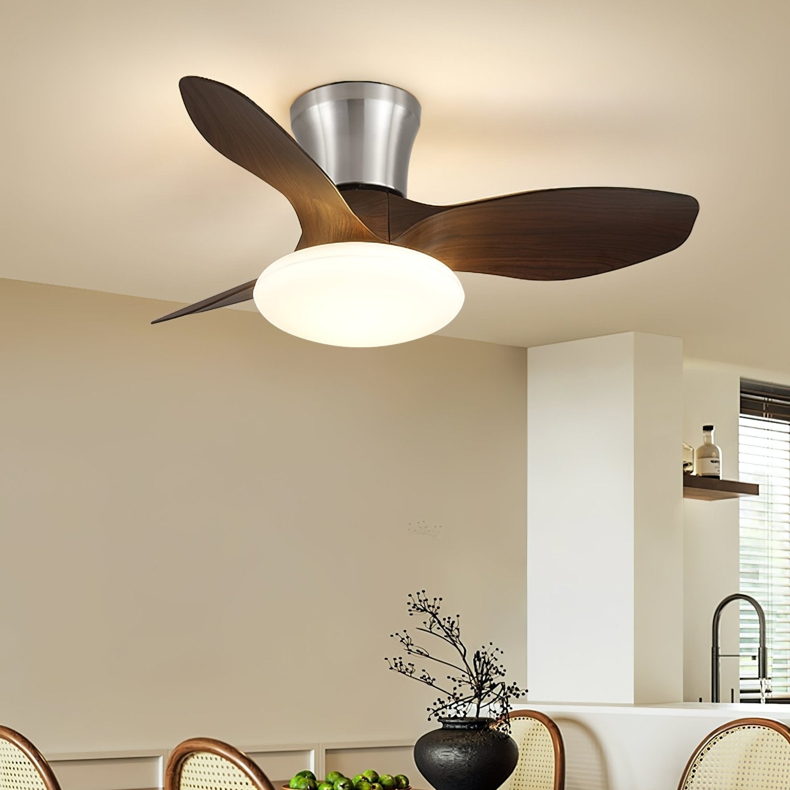 Ventilateur de plafond au design moderne avec éclairage LED | Pales en bois - Lamylie