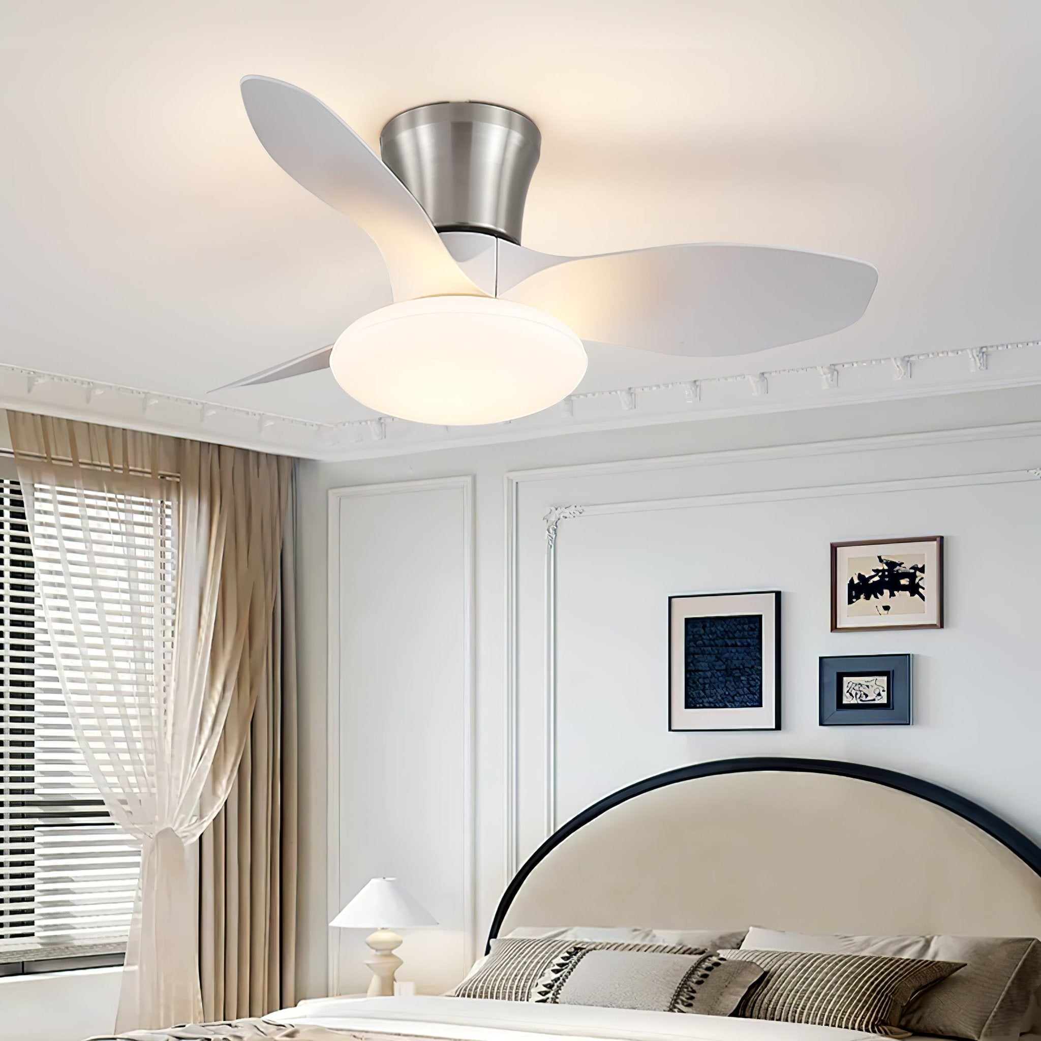 Ventilateur de plafond au design moderne avec éclairage LED | Pales en bois - Lamylie