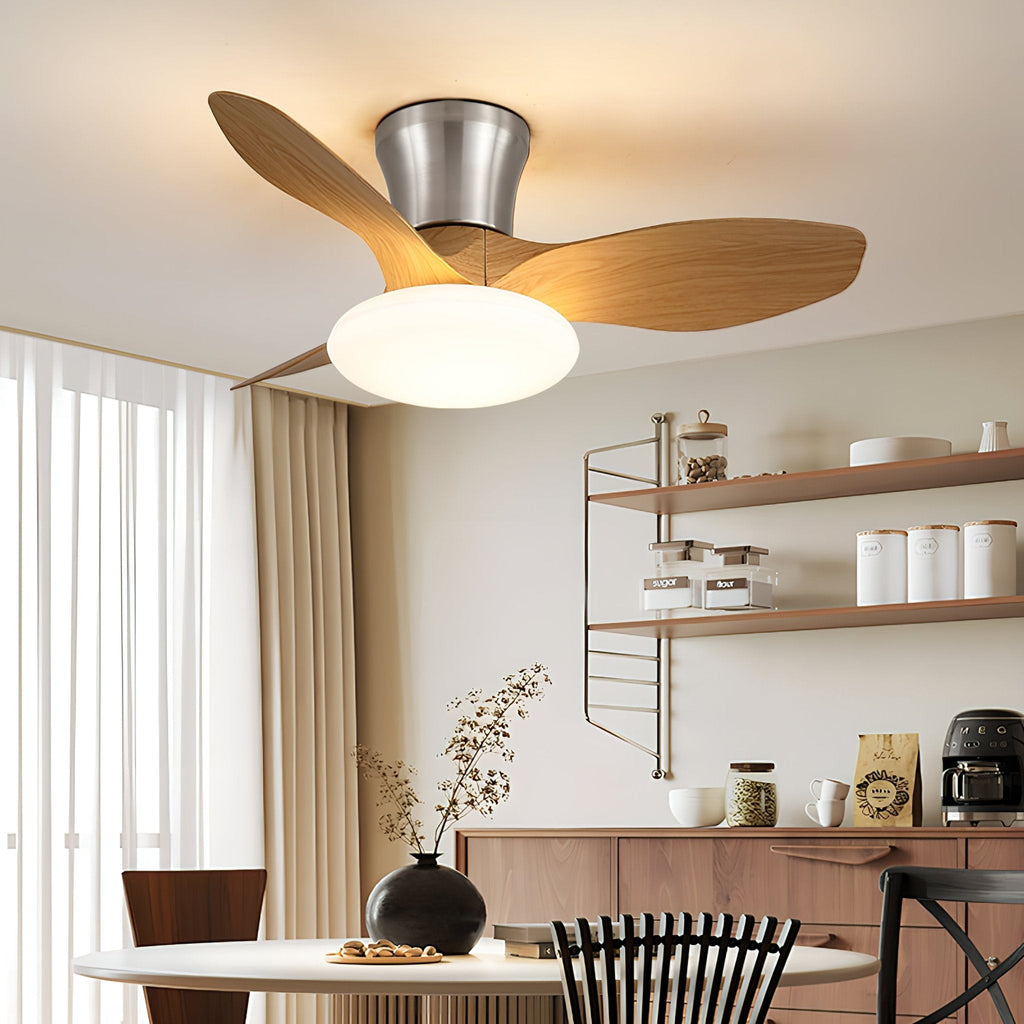 Ventilateur de plafond au design moderne avec éclairage LED | Pales en bois - Lamylie