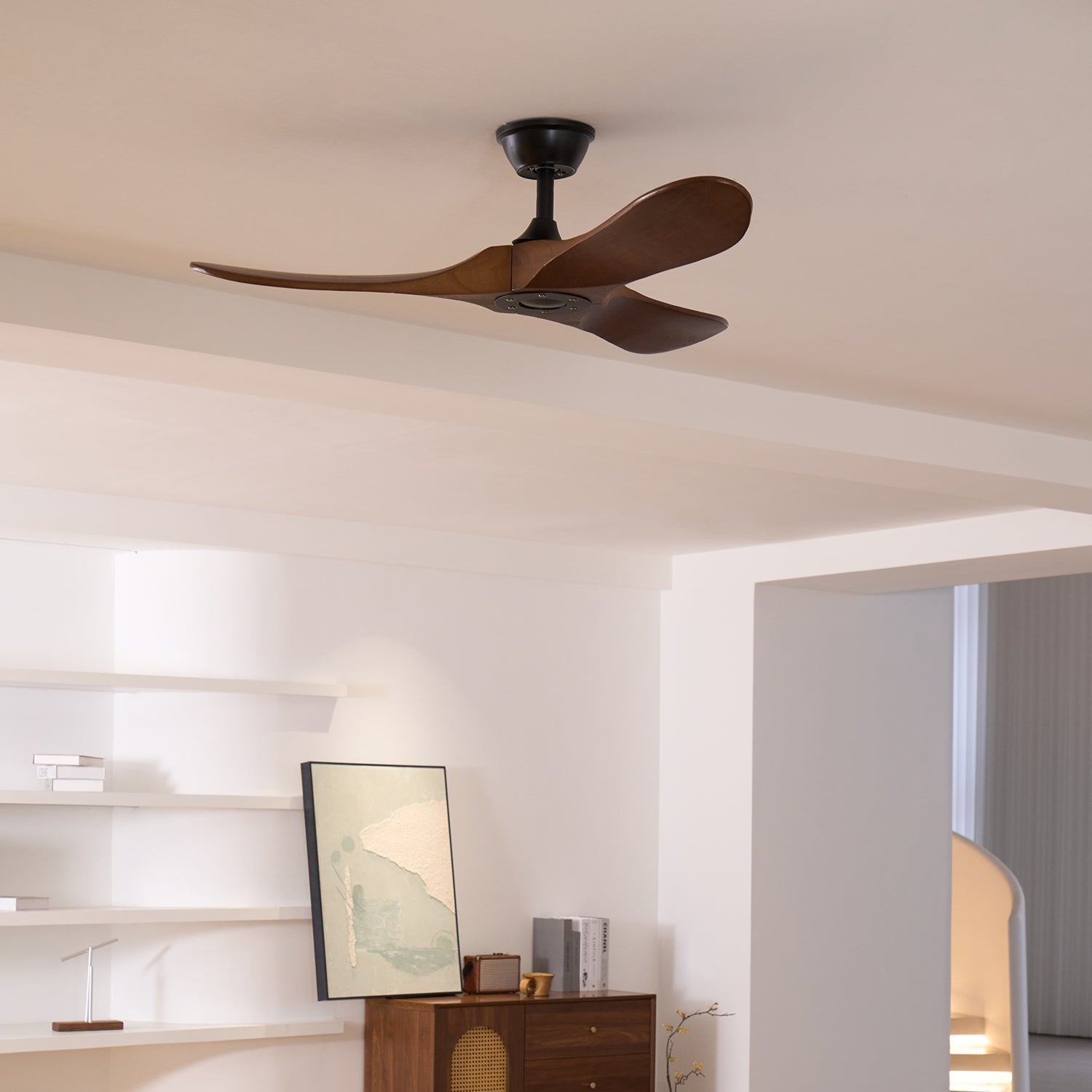 Takvifte i tre med fjernkontroll | 6 hastigheter og 35 W motor | 106 cm eller 132 cm – Lamylie