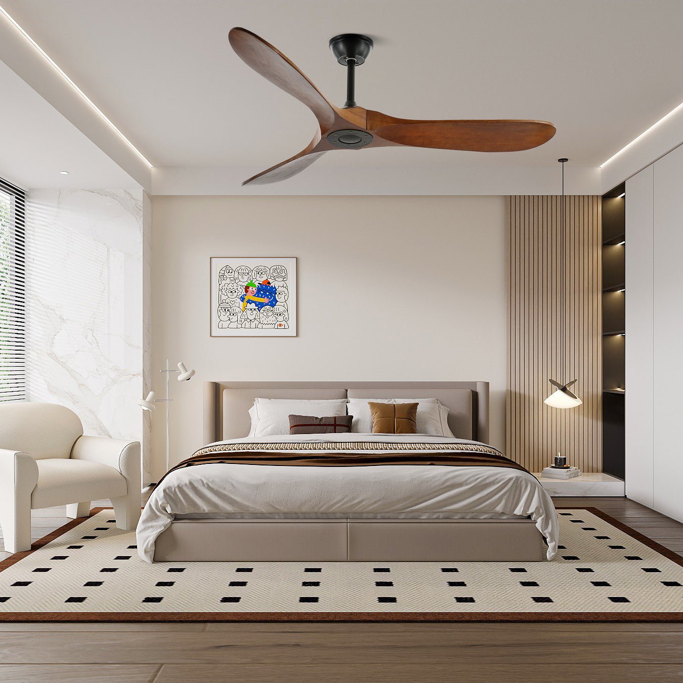 Ventilatore da soffitto in legno con telecomando | 6 velocità e motore da 35W | 106cm o 132cm - Lamylie