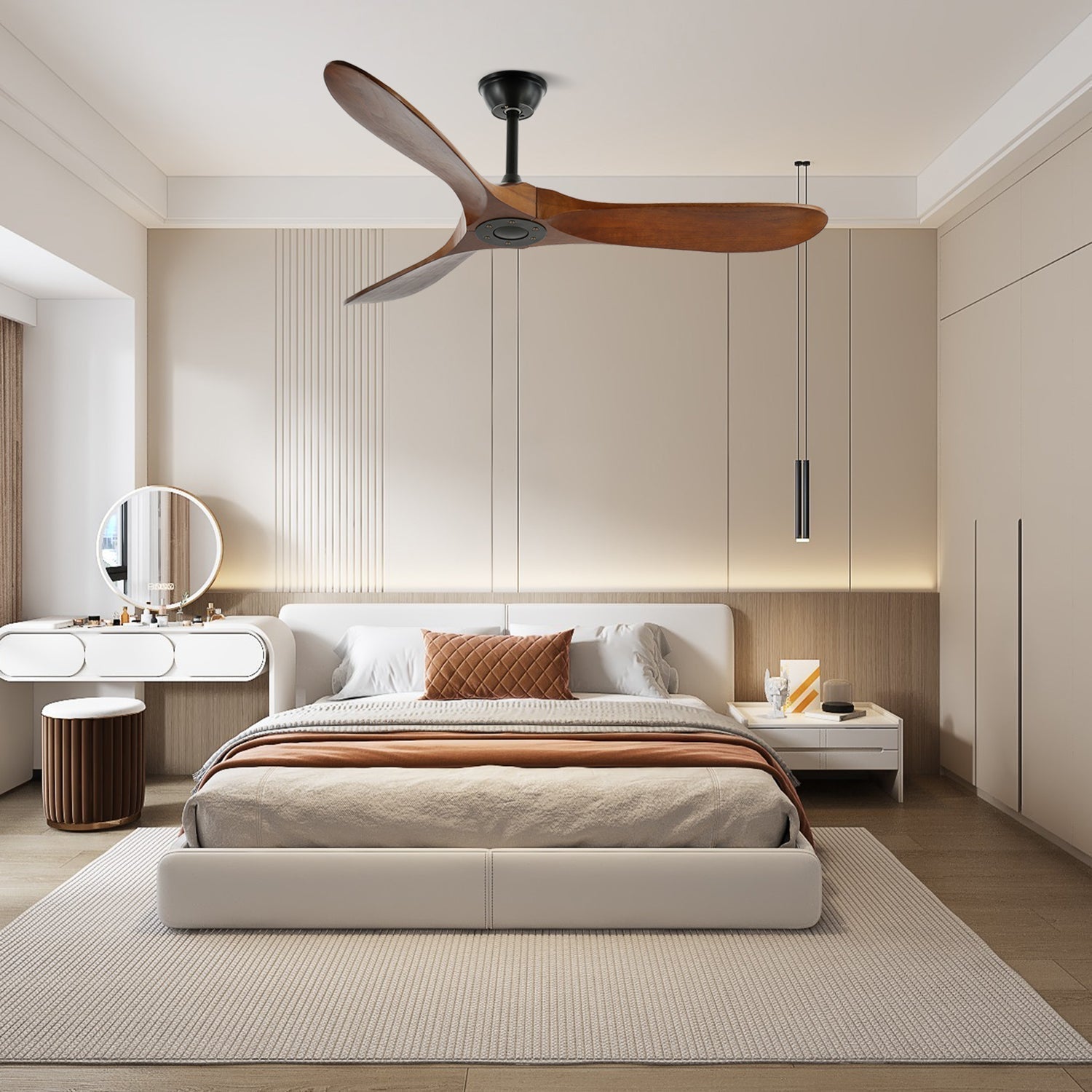 Ventilatore da soffitto in legno con telecomando | 6 velocità e motore da 35W | 106cm o 132cm - Lamylie