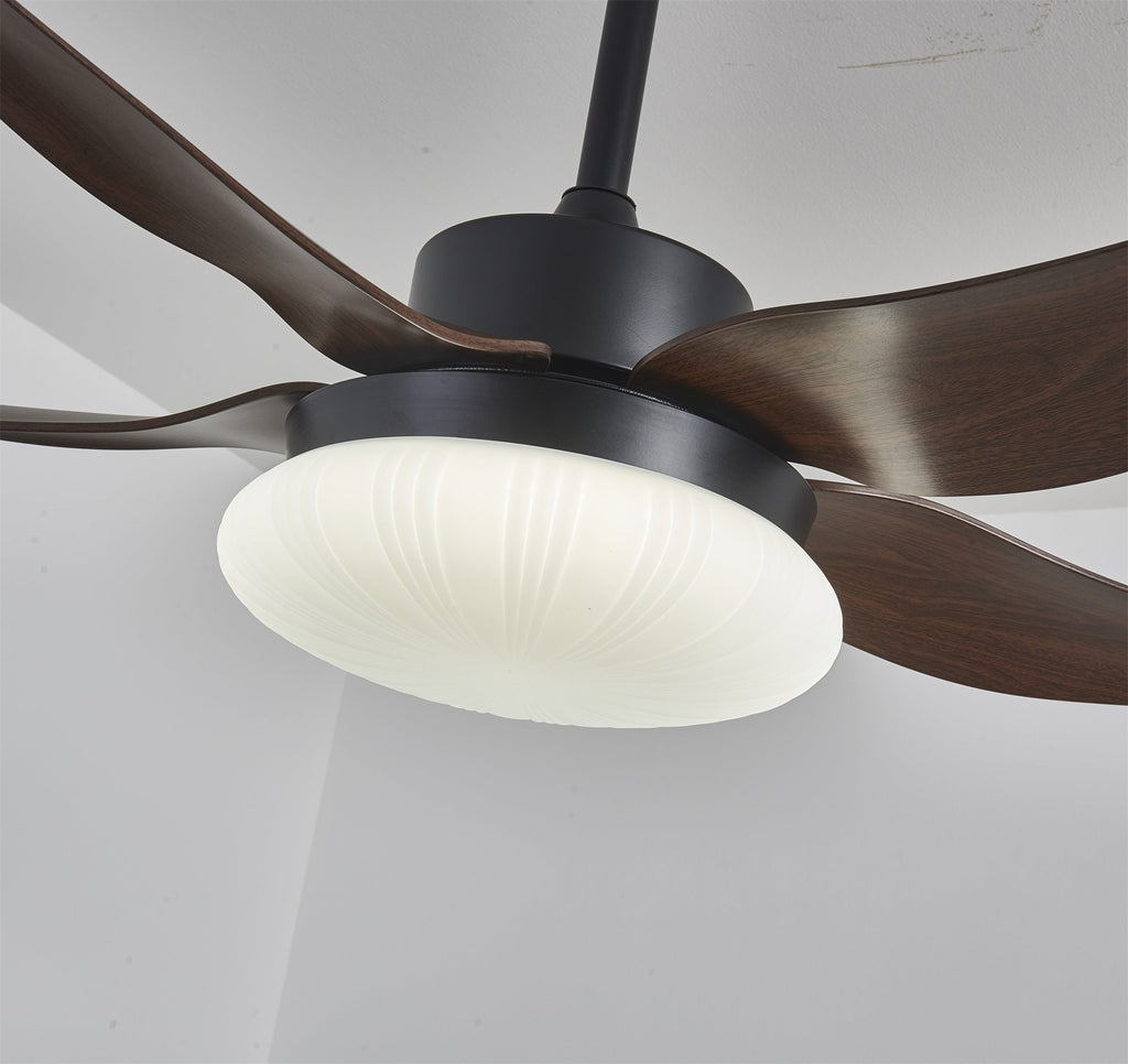 Nowoczesny wentylator sufitowy z oświetleniem i pilotem, drewniany design, 106 cm – Lamylie