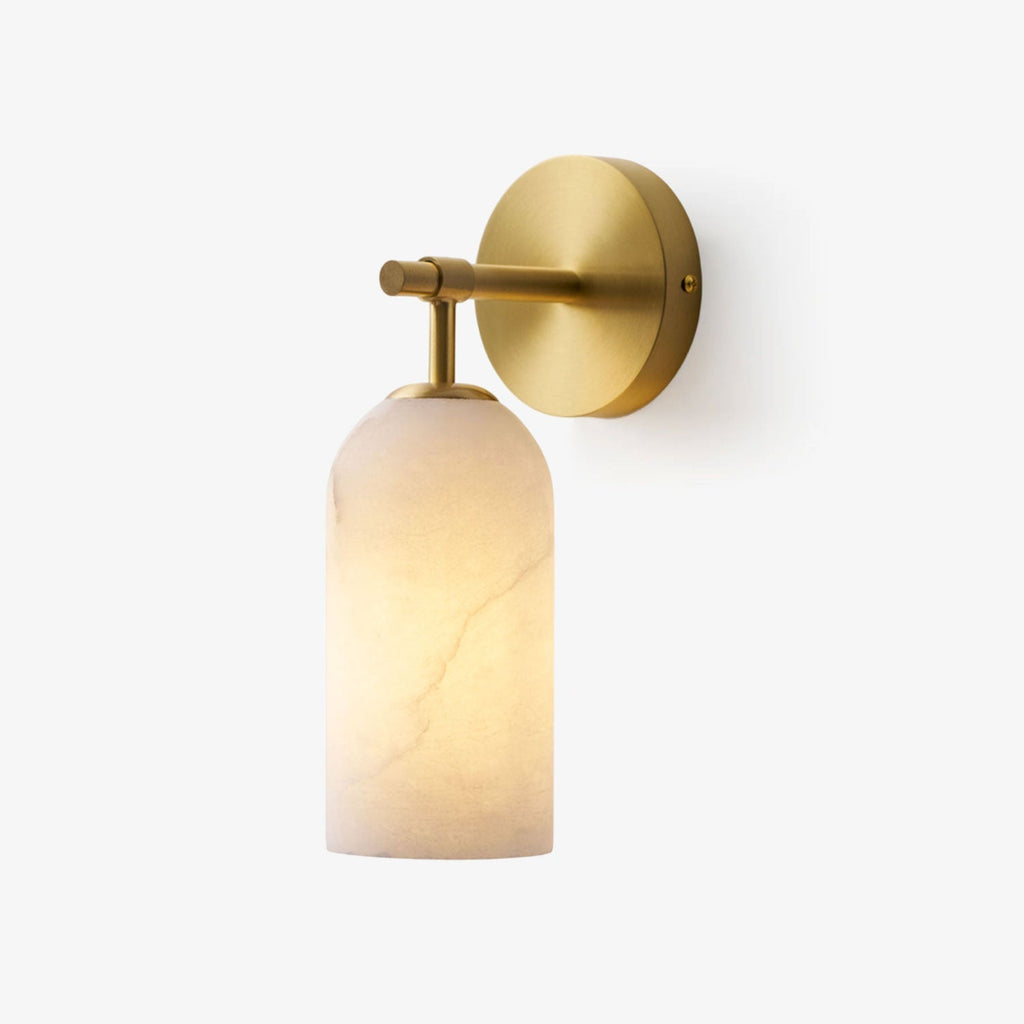 Alabaster Wall Lamp Cylindrical Minimalist Golden Fixture Warm Glow Lighting - Lamylie