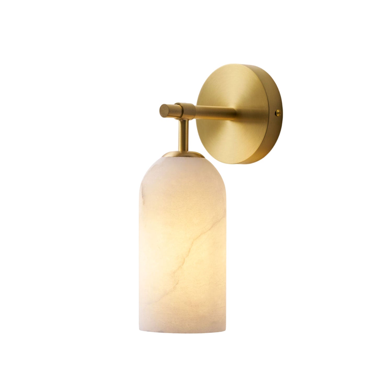 Alabaster Wall Lamp Cylindrical Minimalist Golden Fixture Warm Glow Lighting - Lamylie