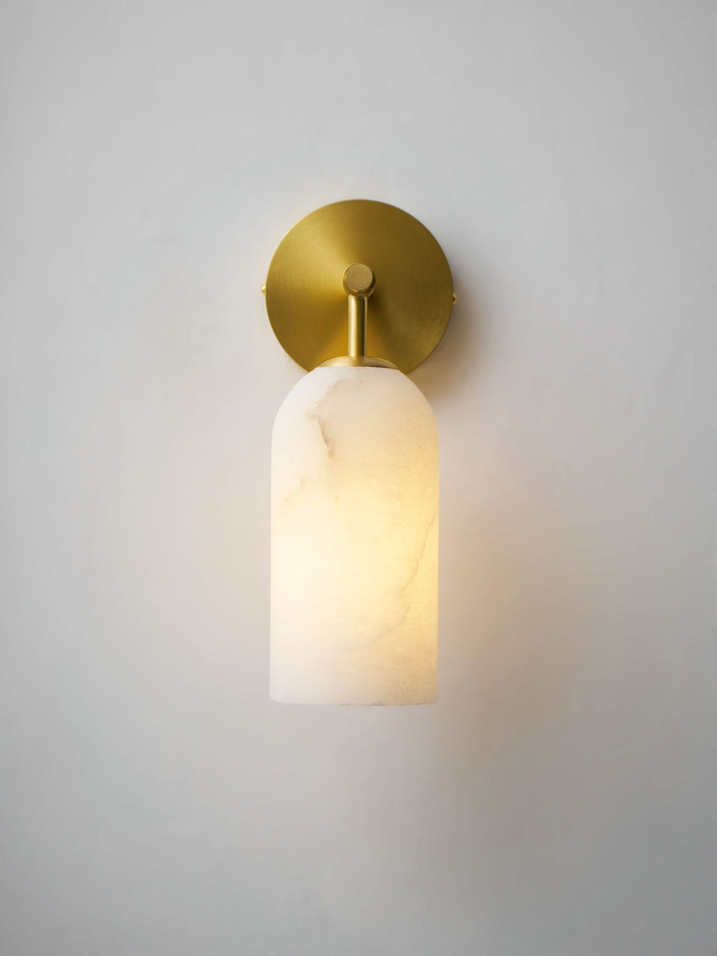 Alabaster Wall Lamp Cylindrical Minimalist Golden Fixture Warm Glow Lighting - Lamylie