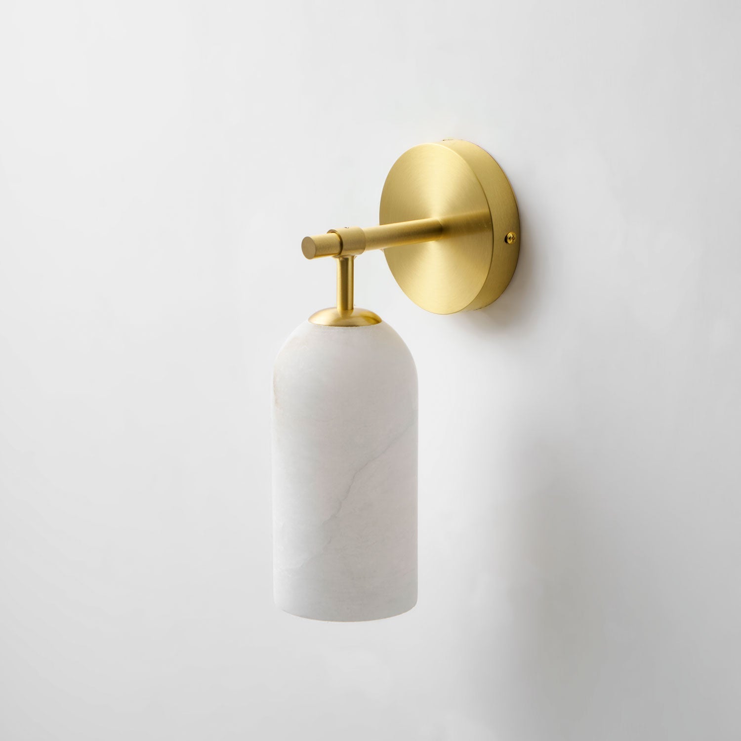 Alabaster Wall Lamp Cylindrical Minimalist Golden Fixture Warm Glow Lighting - Lamylie