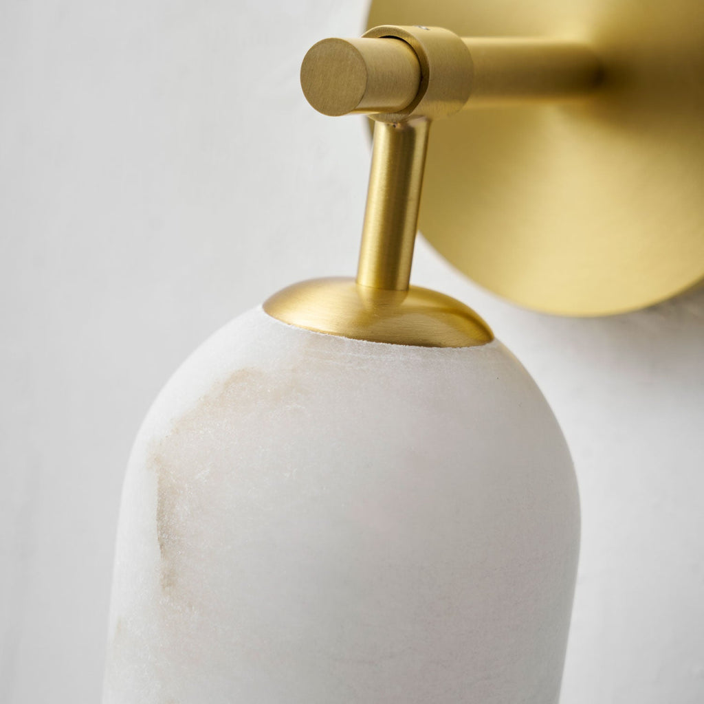 Alabaster Wall Lamp Cylindrical Minimalist Golden Fixture Warm Glow Lighting - Lamylie