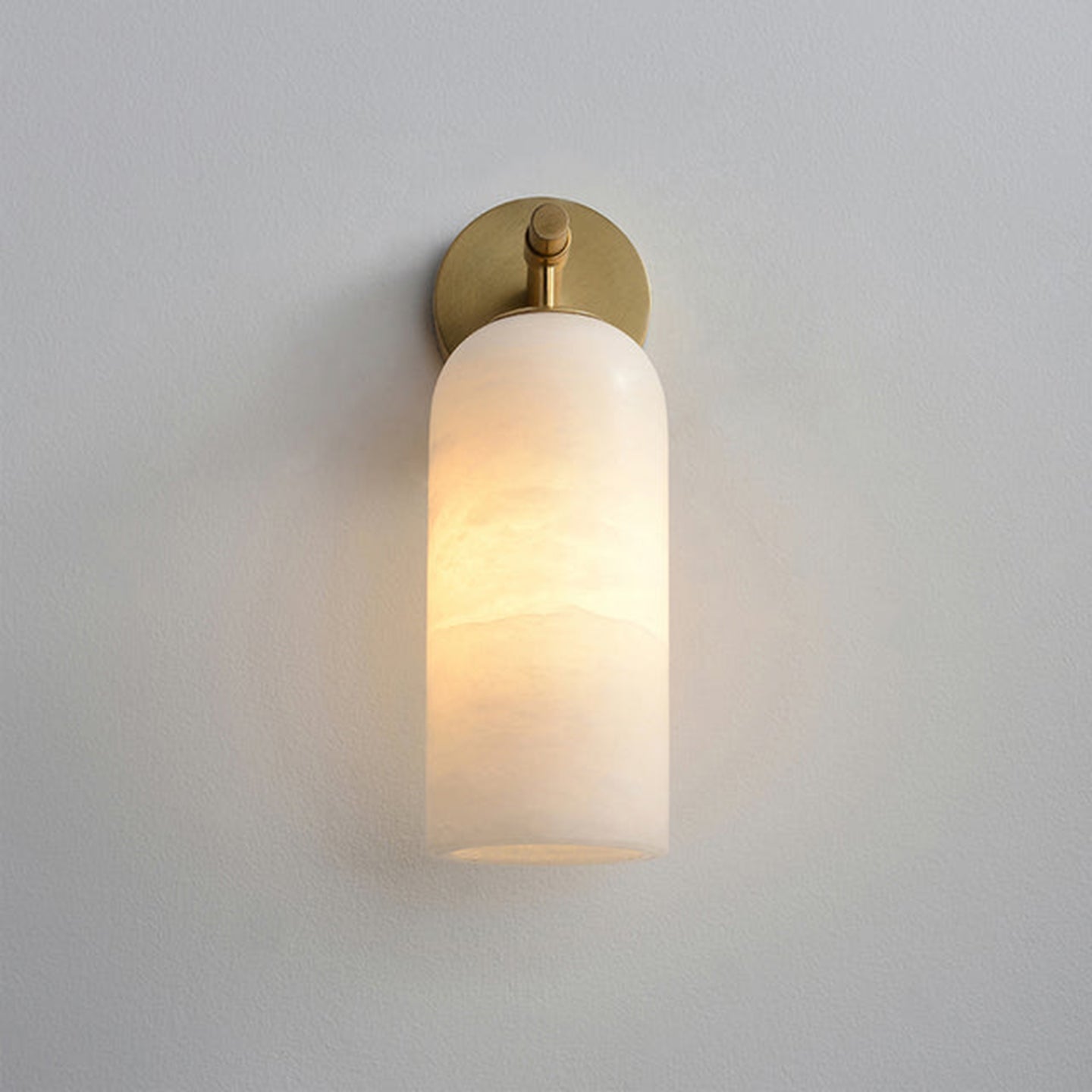 Alabaster Wall Lamp Cylindrical Minimalist Golden Fixture Warm Glow Lighting - Lamylie