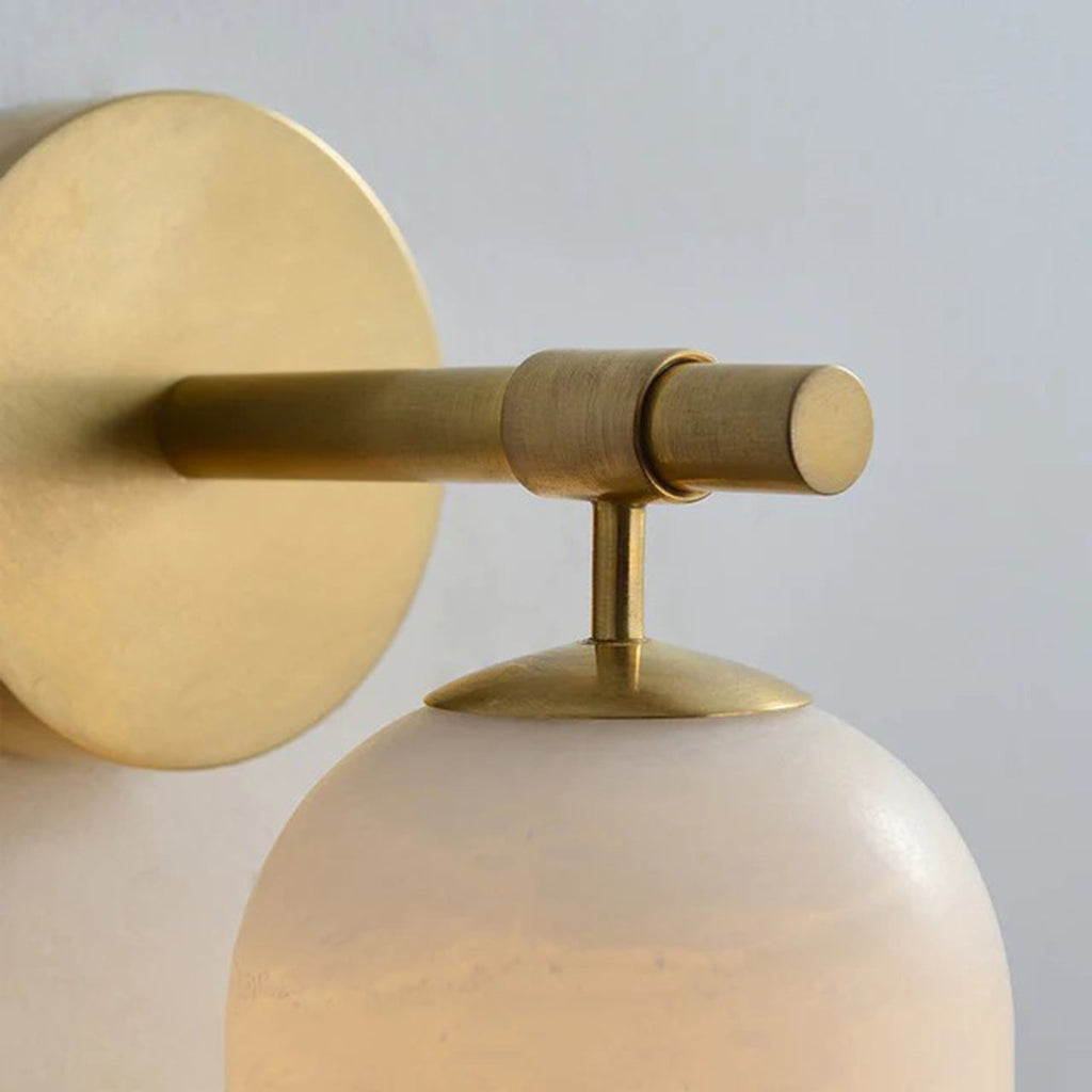Alabaster Wall Lamp Cylindrical Minimalist Golden Fixture Warm Glow Lighting - Lamylie