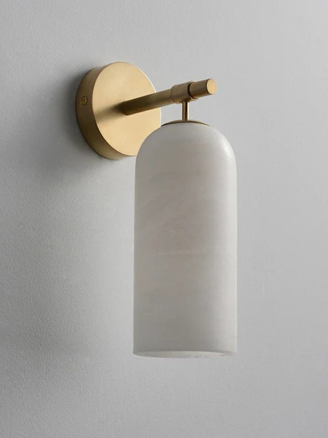 Alabaster Wall Lamp Cylindrical Minimalist Golden Fixture Warm Glow Lighting - Lamylie
