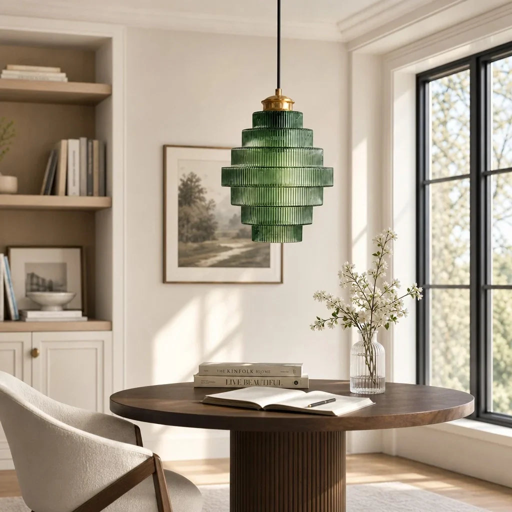 Glass Pendant Lamp Striped Colored Glass Bottle Model Scandinavian Lighting for Dining Room Living Room Kitchen Island - Lamylie