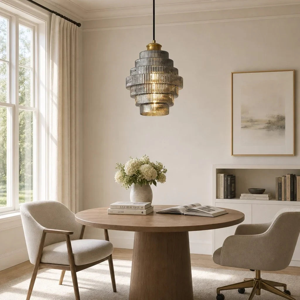 Glass Pendant Lamp Striped Colored Glass Bottle Model Scandinavian Lighting for Dining Room Living Room Kitchen Island - Lamylie