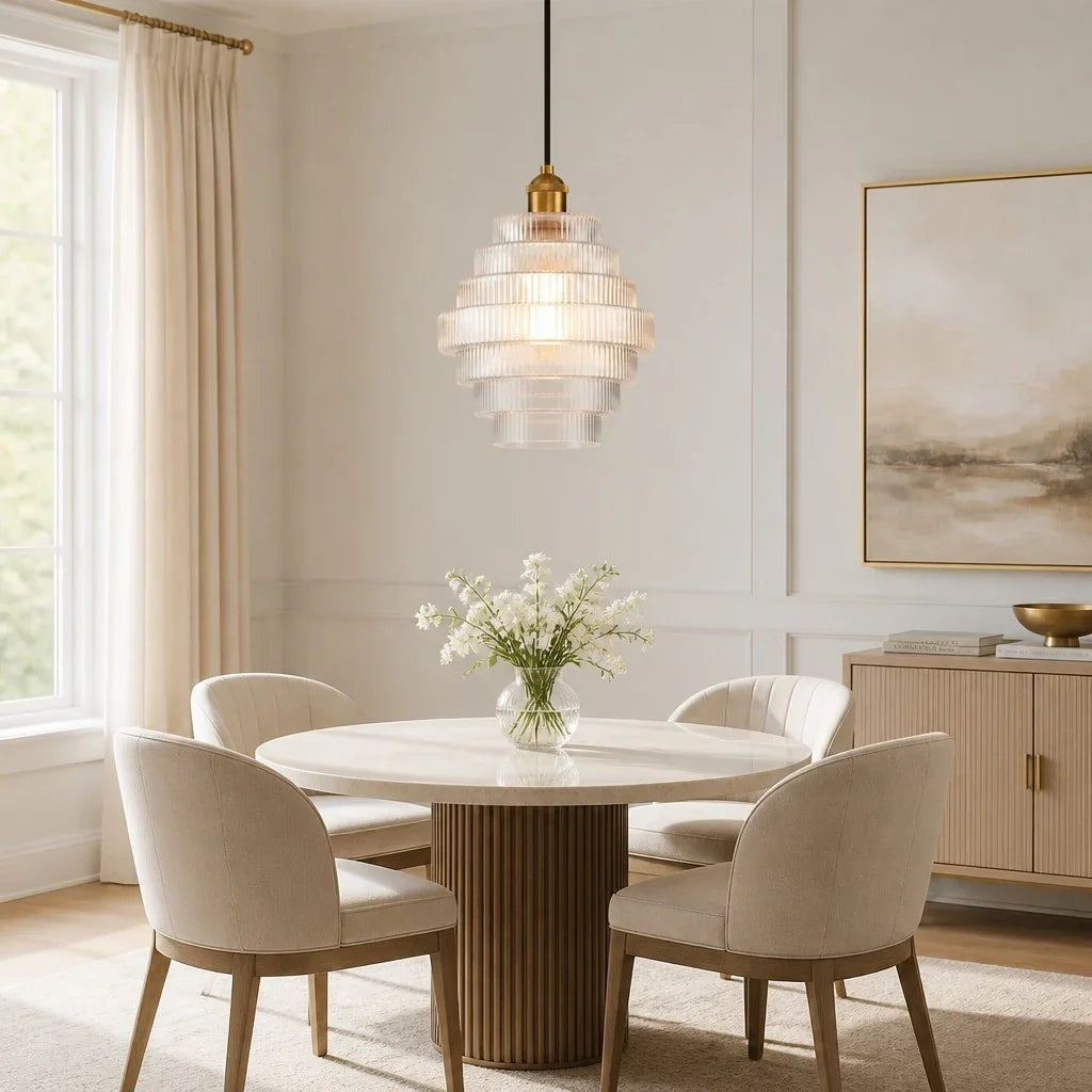 Glass Pendant Lamp Striped Colored Glass Bottle Model Scandinavian Lighting for Dining Room Living Room Kitchen Island - Lamylie