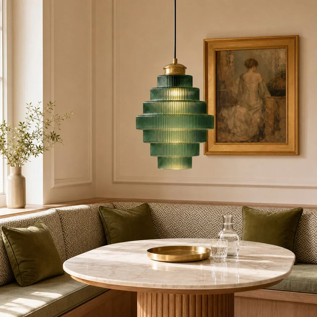 Glass Pendant Lamp Striped Colored Glass Bottle Model Scandinavian Lighting for Dining Room Living Room Kitchen Island - Lamylie