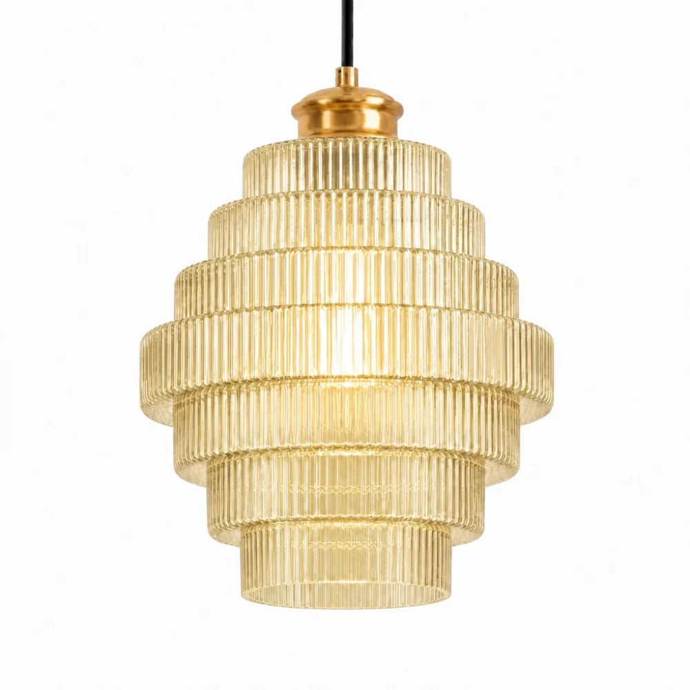 Glass Pendant Lamp Striped Colored Glass Bottle Model Scandinavian Lighting for Dining Room Living Room Kitchen Island - Lamylie