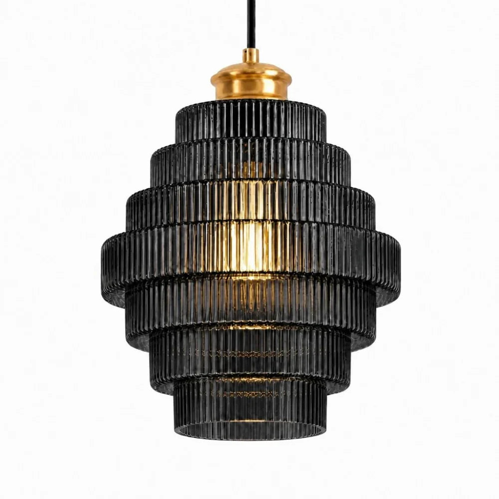 Glass Pendant Lamp Striped Colored Glass Bottle Model Scandinavian Lighting for Dining Room Living Room Kitchen Island - Lamylie