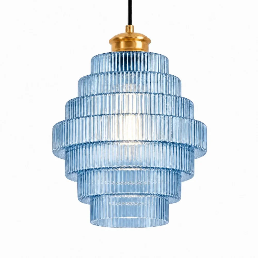 Glass Pendant Lamp Striped Colored Glass Bottle Model Scandinavian Lighting for Dining Room Living Room Kitchen Island - Lamylie