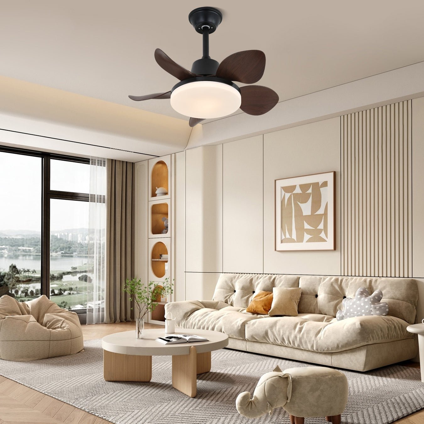 Ventilateur de plafond moderne Veyra avec lampe et 6 vitesses | Diamètre : 71 cm | Télécommande - Lamylie