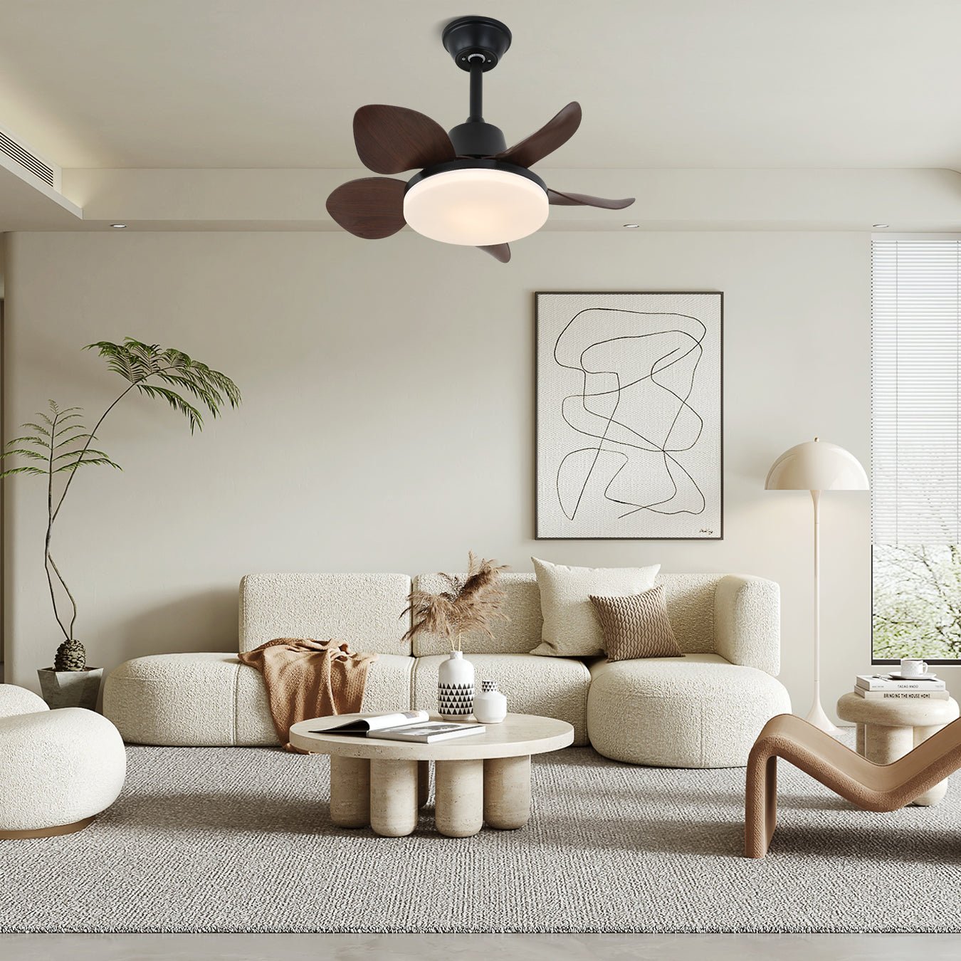 Ventilateur de plafond moderne Veyra avec lampe et 6 vitesses | Diamètre : 71 cm | Télécommande - Lamylie