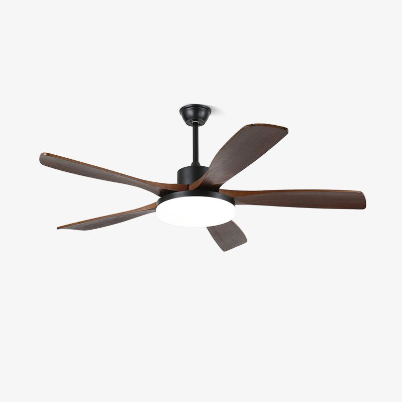 Mennyezeti ventilátor LED-világítással, 122/132 cm – DC-motor, 6 sebességfokozat, ABS-lapátok, természetes faerezetű felület, hidrografikus távirányító, 3 színhőmérséklet, integrált világítás, ventilátorfunkció, mennyezeti rögzítés – Lamylie