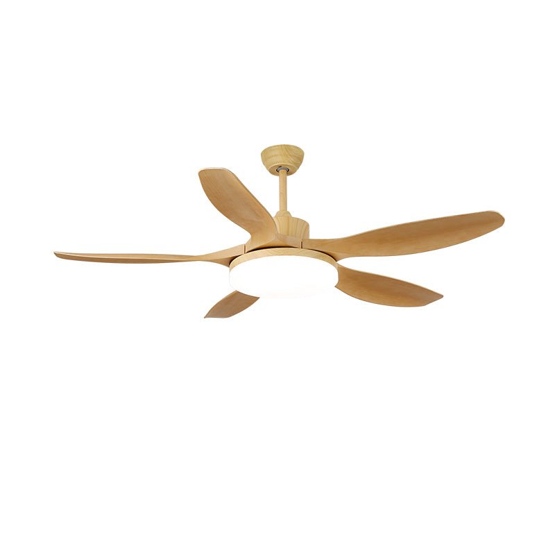 Mennyezeti ventilátor LED-világítással, 122/132 cm – DC-motor, 6 sebességfokozat, ABS-lapátok, természetes faerezetű felület, hidrografikus távirányító, 3 színhőmérséklet, integrált világítás, ventilátorfunkció, mennyezeti rögzítés – Lamylie