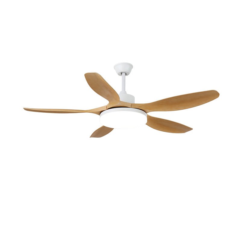 Mennyezeti ventilátor LED-világítással, 122/132 cm – DC-motor, 6 sebességfokozat, ABS-lapátok, természetes faerezetű felület, hidrografikus távirányító, 3 színhőmérséklet, integrált világítás, ventilátorfunkció, mennyezeti rögzítés – Lamylie