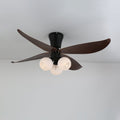 Ventilator de tavan scandinav cu iluminare, design din lemn și sticlă, 90 cm – Lamylie