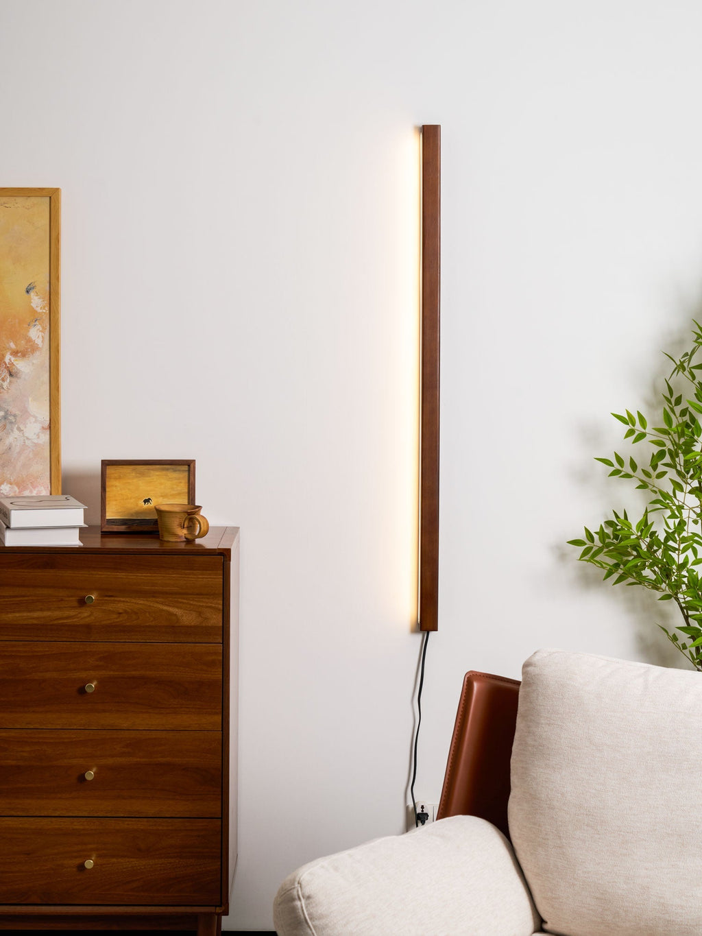 Kulatá dřevěná nástěnná lampa s LED — skandinávský design s funkcí stmívání — k dispozici ve třech velikostech – Lamylie