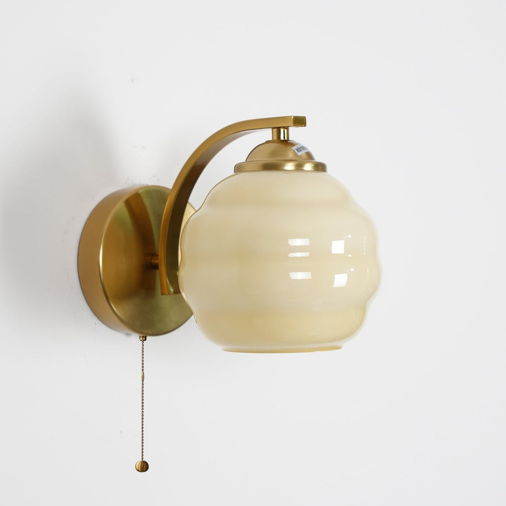 Art Deco Wall Lamp with Curved Glass Shade Vintage Style - Lamylie