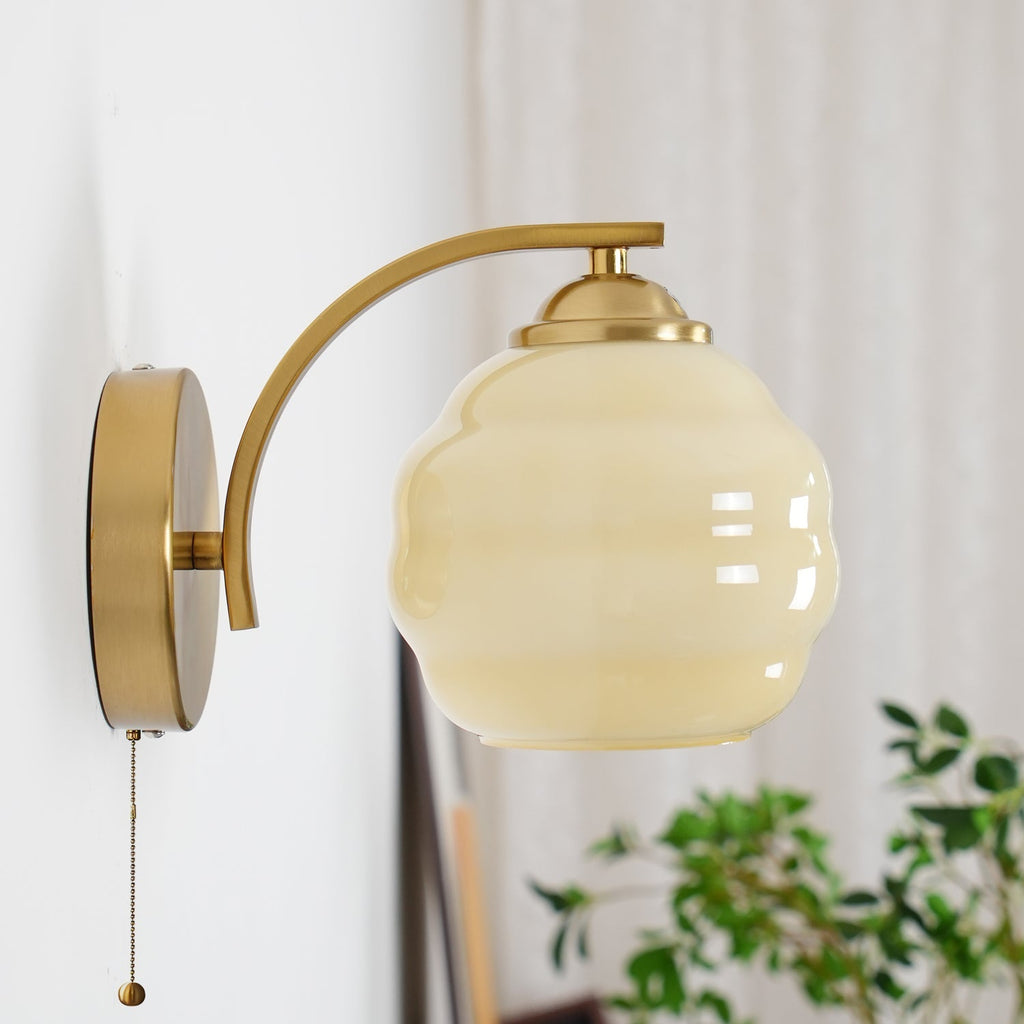 Art Deco Wall Lamp with Curved Glass Shade Vintage Style - Lamylie