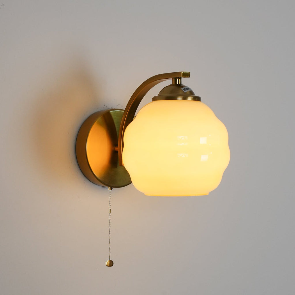 Art Deco Wall Lamp with Curved Glass Shade Vintage Style - Lamylie