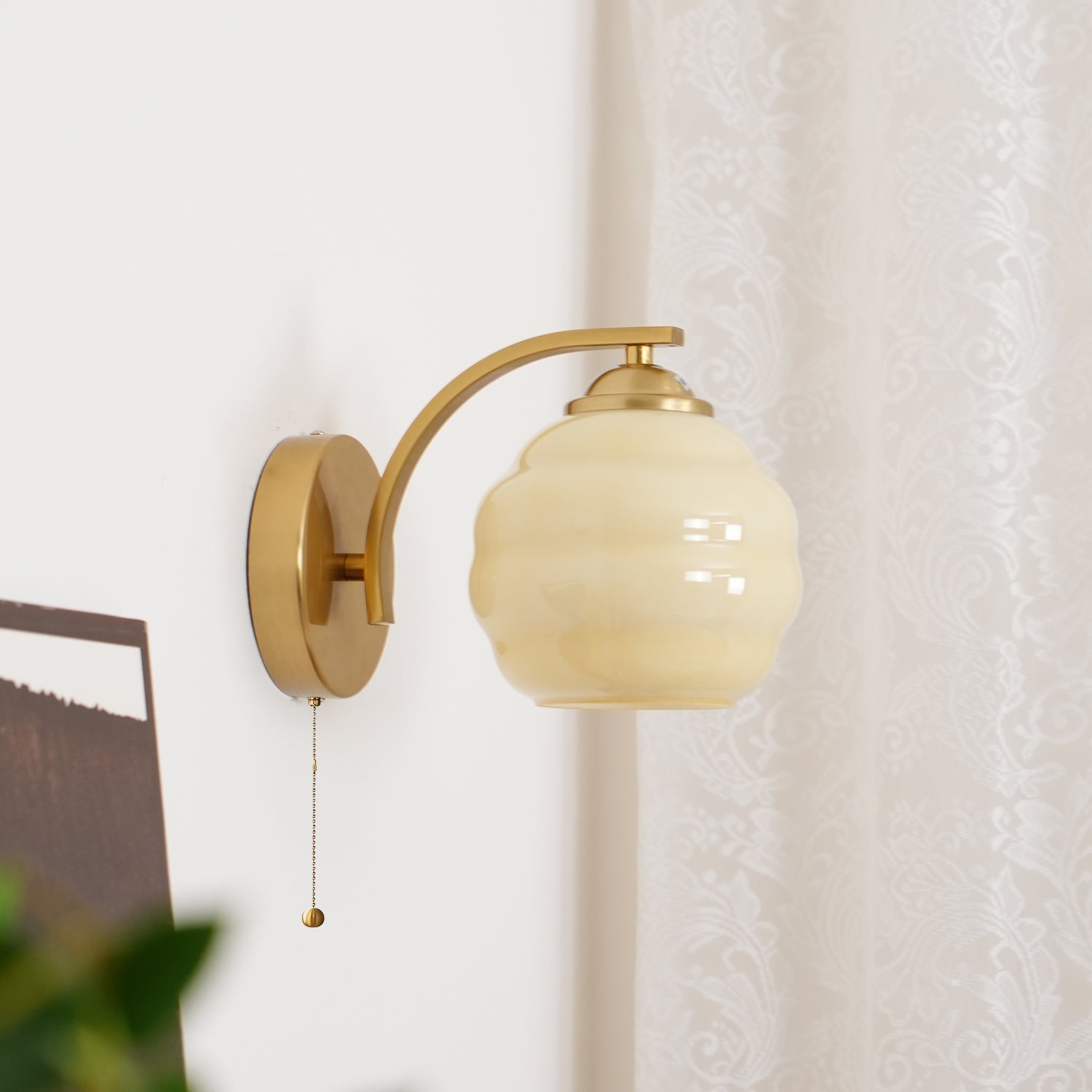 Art Deco Wall Lamp with Curved Glass Shade Vintage Style - Lamylie