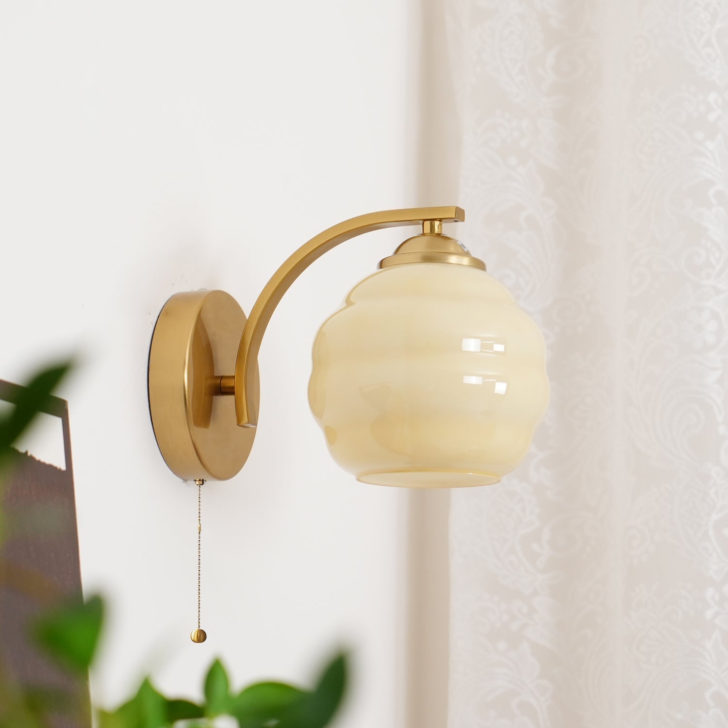 Art Deco Wall Lamp with Curved Glass Shade Vintage Style - Lamylie