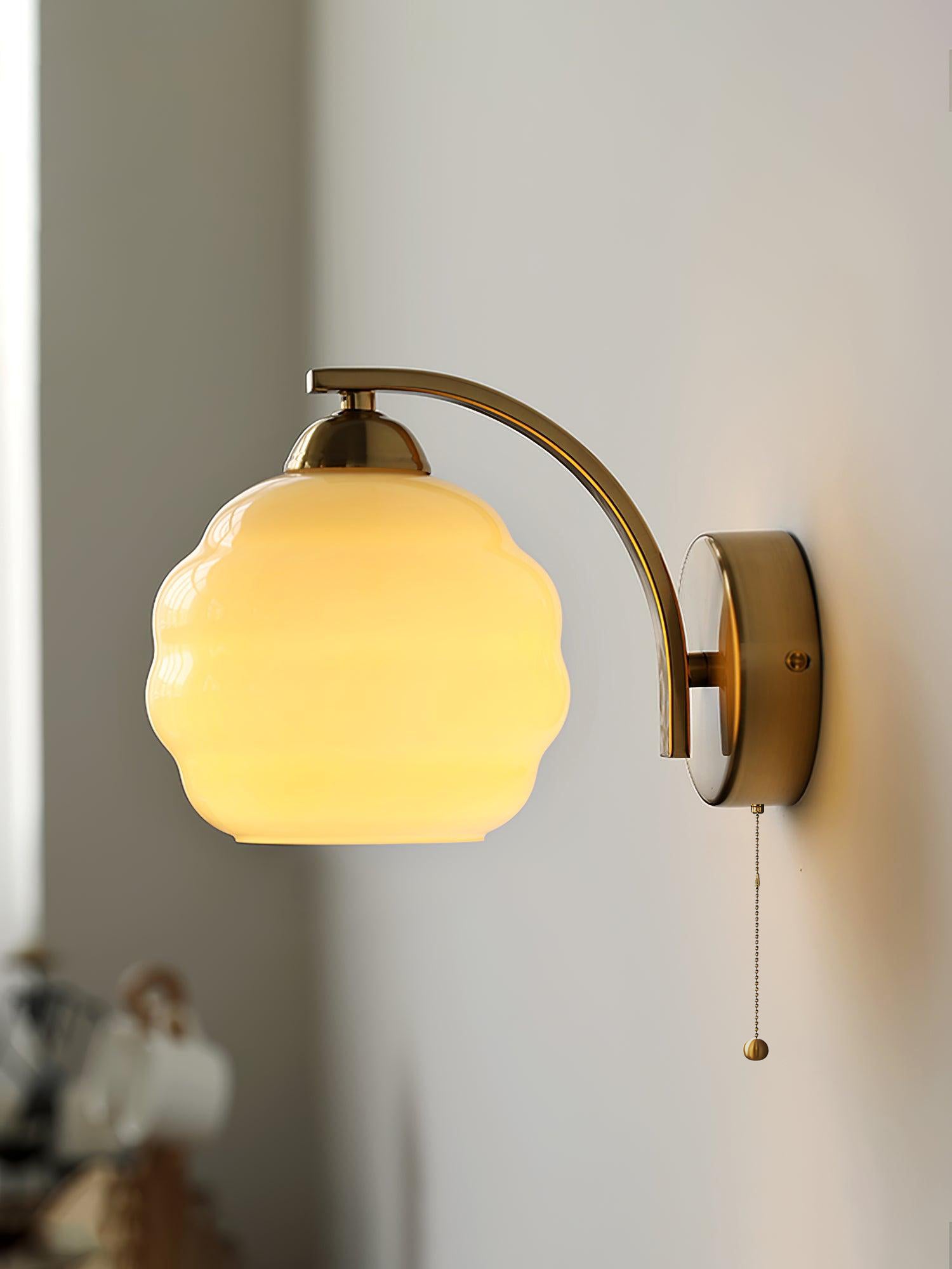 Art Deco Wall Lamp with Curved Glass Shade Vintage Style - Lamylie