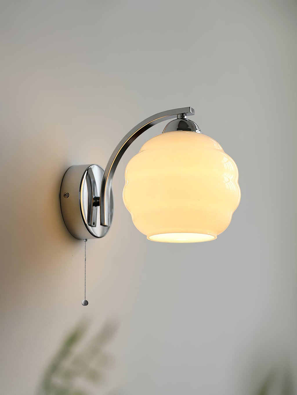 Art Deco Wall Lamp with Curved Glass Shade Vintage Style - Lamylie