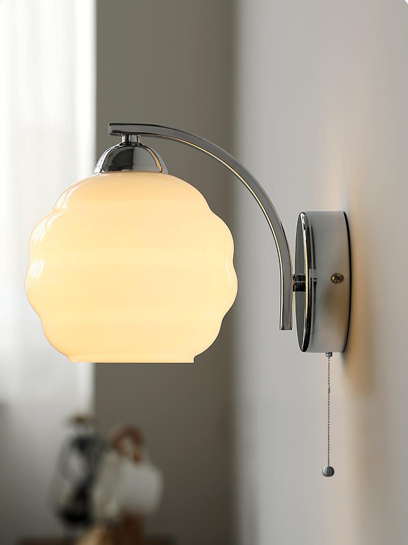 Art Deco Wall Lamp with Curved Glass Shade Vintage Style - Lamylie