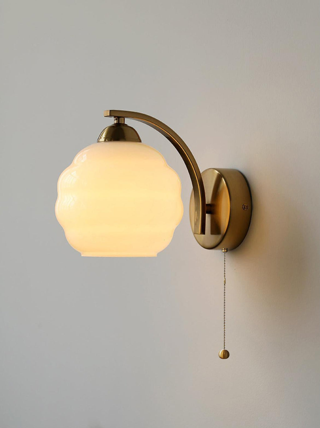 Art Deco Wall Lamp with Curved Glass Shade Vintage Style - Lamylie