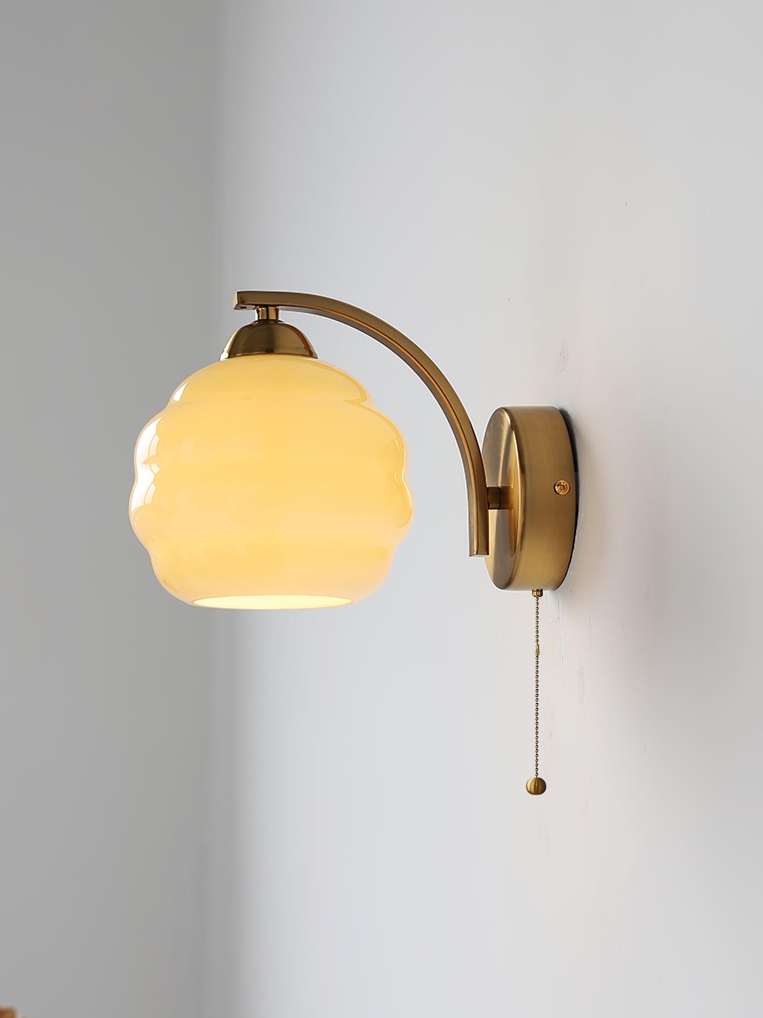 Art Deco Wall Lamp with Curved Glass Shade Vintage Style - Lamylie