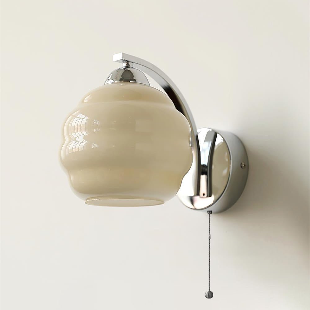 Art Deco Wall Lamp with Curved Glass Shade Vintage Style - Lamylie
