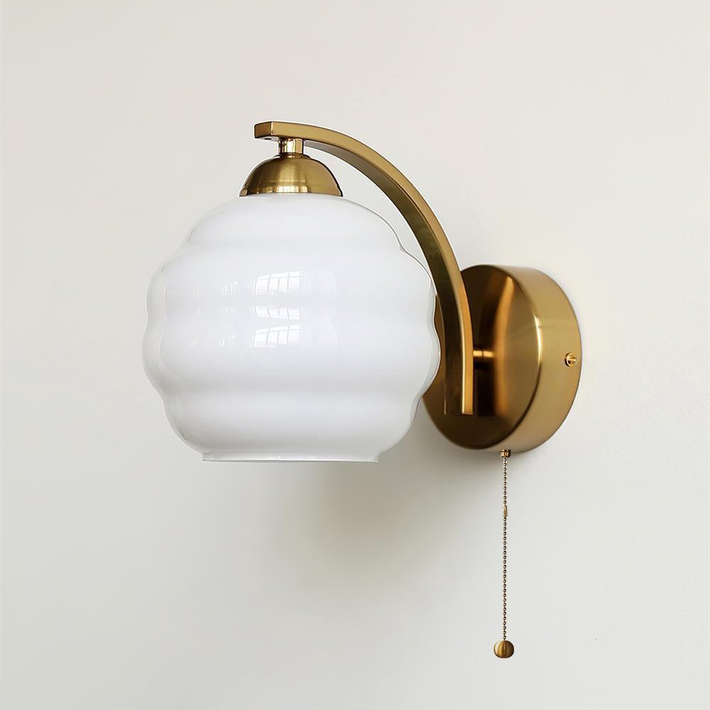 Art Deco Wall Lamp with Curved Glass Shade Vintage Style - Lamylie