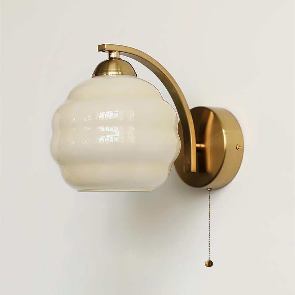 Art Deco Wall Lamp with Curved Glass Shade Vintage Style - Lamylie