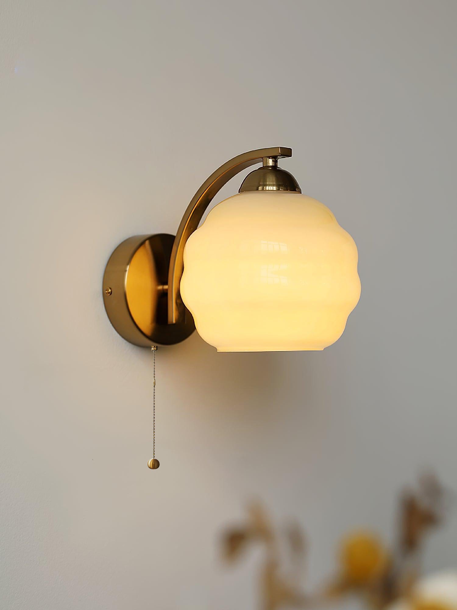 Art Deco Wall Lamp with Curved Glass Shade Vintage Style - Lamylie