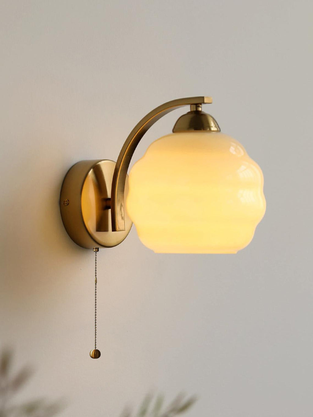 Art Deco Wall Lamp with Curved Glass Shade Vintage Style - Lamylie
