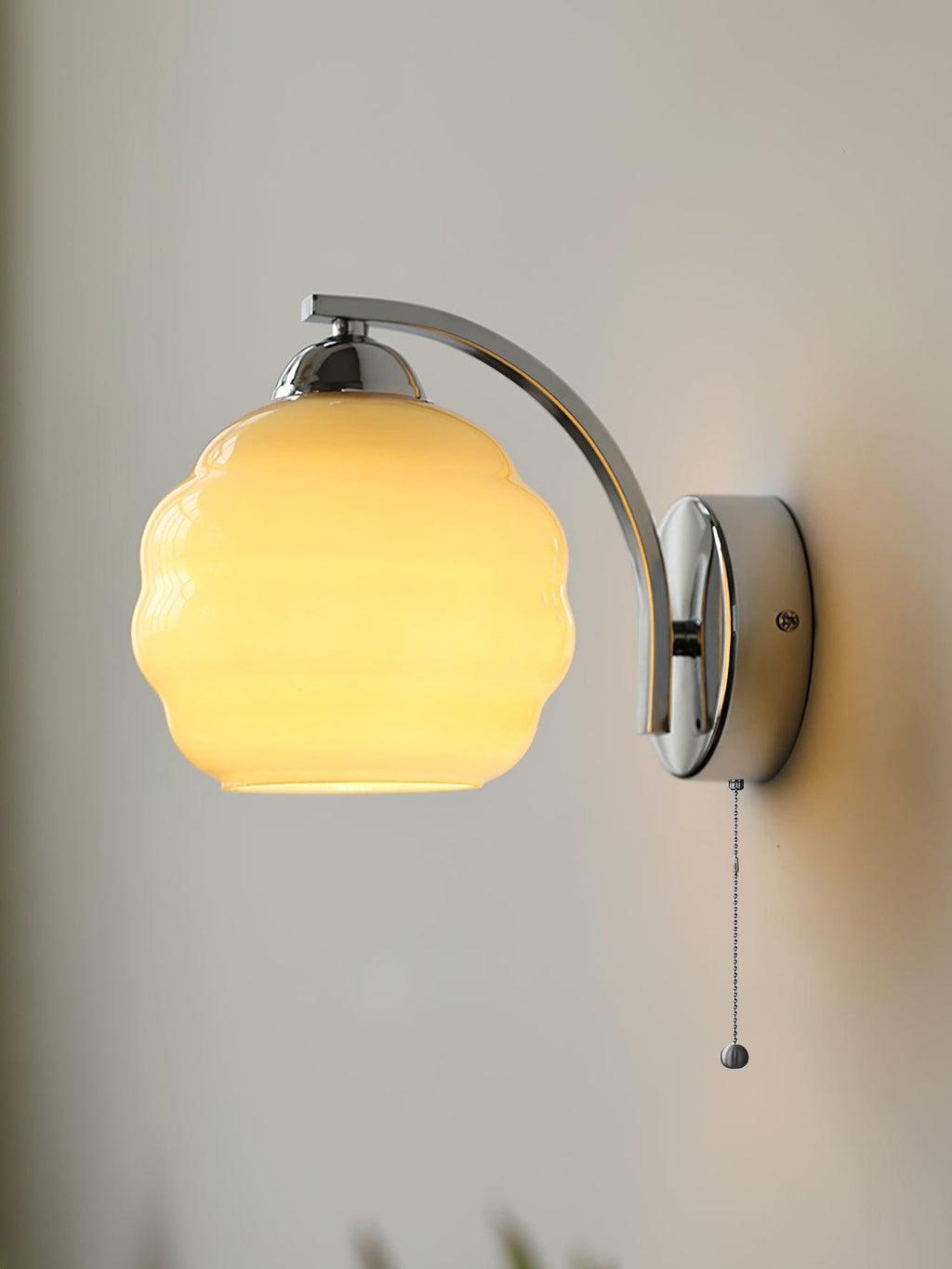 Art Deco Wall Lamp with Curved Glass Shade Vintage Style - Lamylie