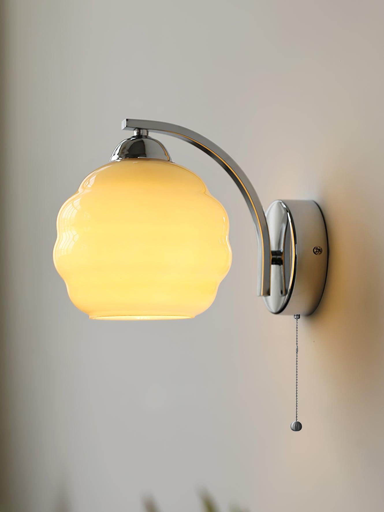 Art Deco Wall Lamp with Curved Glass Shade Vintage Style - Lamylie